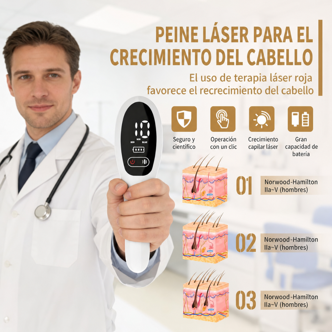 Peine de luz roja para crecimiento capilar